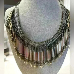 Stella & Dot fringe necklace gold and silver.